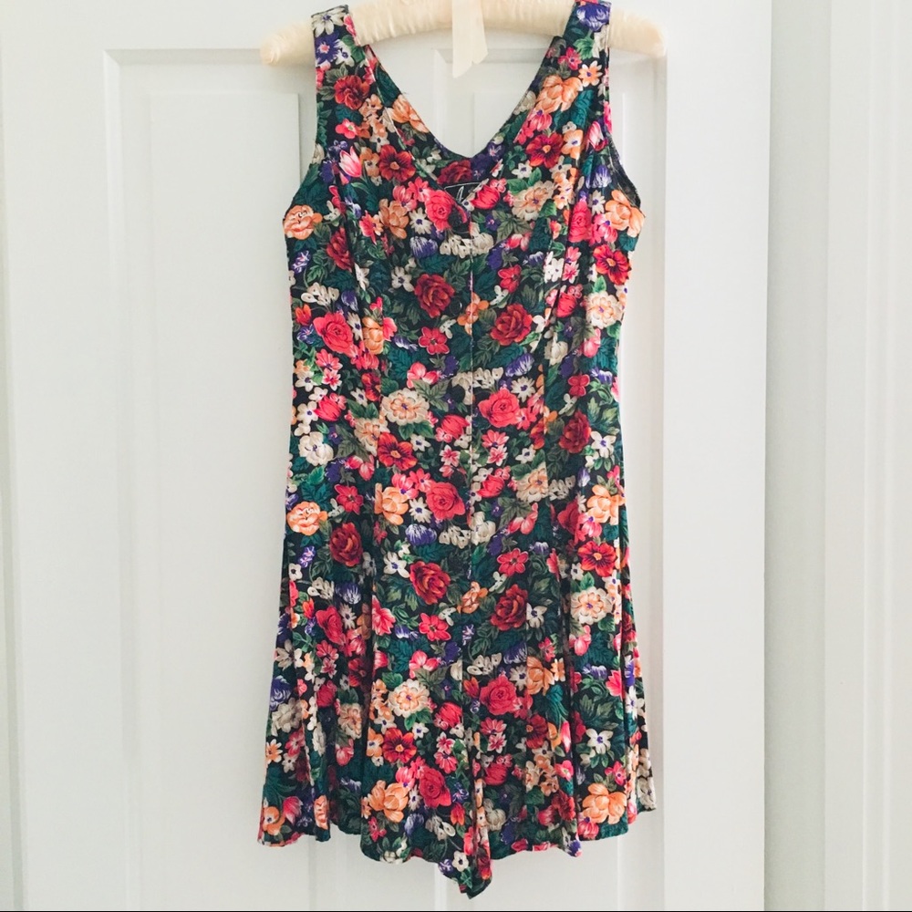 Vintage 90s Floral Romper Jumpsuit Shorts Y2K